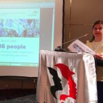 Natalya Marynyuk es la presidenta del sindicato PMGU en ArcelorMittal en Ucrania.