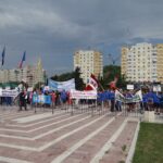 Manifestación cerca de la fábrica de acero TenarisSilcotub en Zalău (Rumanía), 5 de agosto de 2018