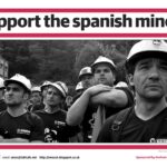 Un cartel de la campaña mundial en apoyo de los mineros