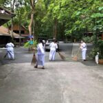 Workers were also made to clean at old people's homes to 'earn merit'.