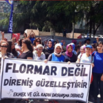 Рабочие протестуют, требуя восстановить своих уволенных коллег в дочерней компании Yves Rocher (фото: Evrensel)