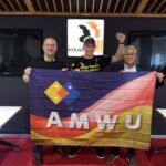 industriALL's general secretary (left) with Troy Carter and BWI general secretary, Ambet Yuson