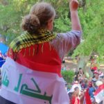 Leaders of IndustriALL affiliates join a demonstration in Baghdad