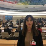 IndustriALL's energy director, Diana Junquera Curiel, at the UN Human Rights Council in Geneva, Switzerland.