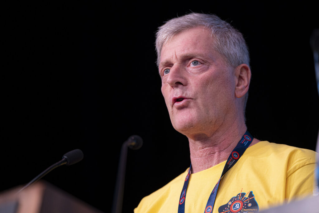 IndustriALL Global Union general secretary Atle Høie addresses IndustriALL's 4th Congress, November 2025