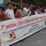 IndustriALL textile unions in Dhaka demand a stop to precarious work.