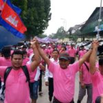 Protestors marched towards Freedom Square in Phnom Penh