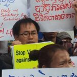 Action de solidarité devant l'ambassade du Cambodge à Séoul