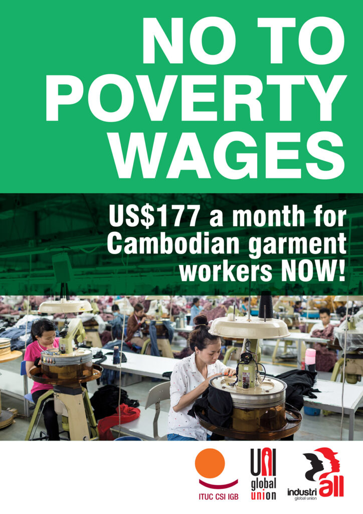 NO A LOS SUELDOS MISERABLES ¡Paguen YA US$177 mensuales a trabajadores y trabajadoras de la confección de Camboya!