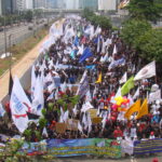30 000 workers rallying in Jakarta.