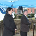 Napoleon Gomez, Los Mineros and Stephen Hunt, United Steelworkers speaking to supporters who rallied outside of the Mexican Consulate in Vancouver