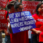 Demonstrators support NXP workers in the Philippines