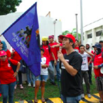 Protestors demanding reinstatement of illegally dismissed colleagues