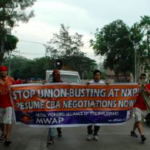 Protestors demanding reinstatement of illegally dismissed colleagues