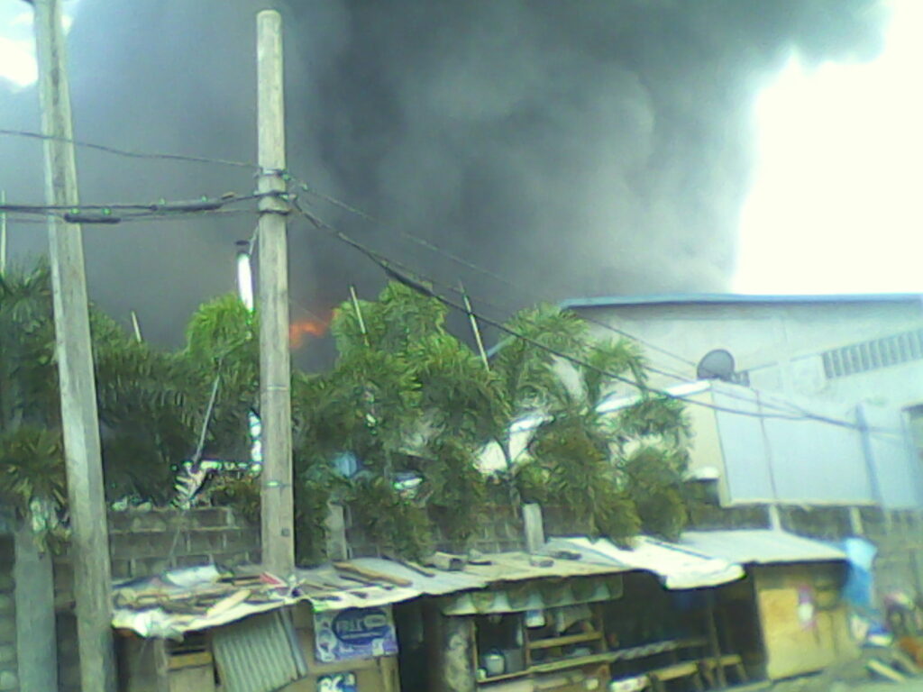 Flames from the factory fire (Photo: Kentex fire fact-finding mission)