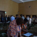 Participants of the Forum Nepal commemorate victims of the earthquakes in Nepal