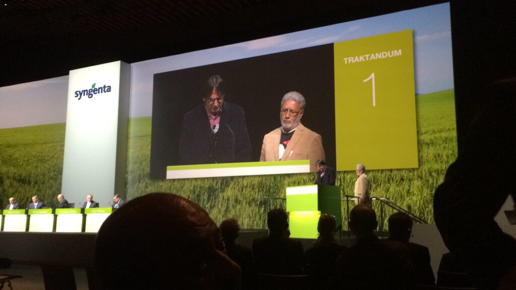 IndustriALL AGS Özkan and PCEM President Ali address Syngenta AGM