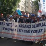 Petrol Is protesting against anti-union laws in Ankara, Turkey