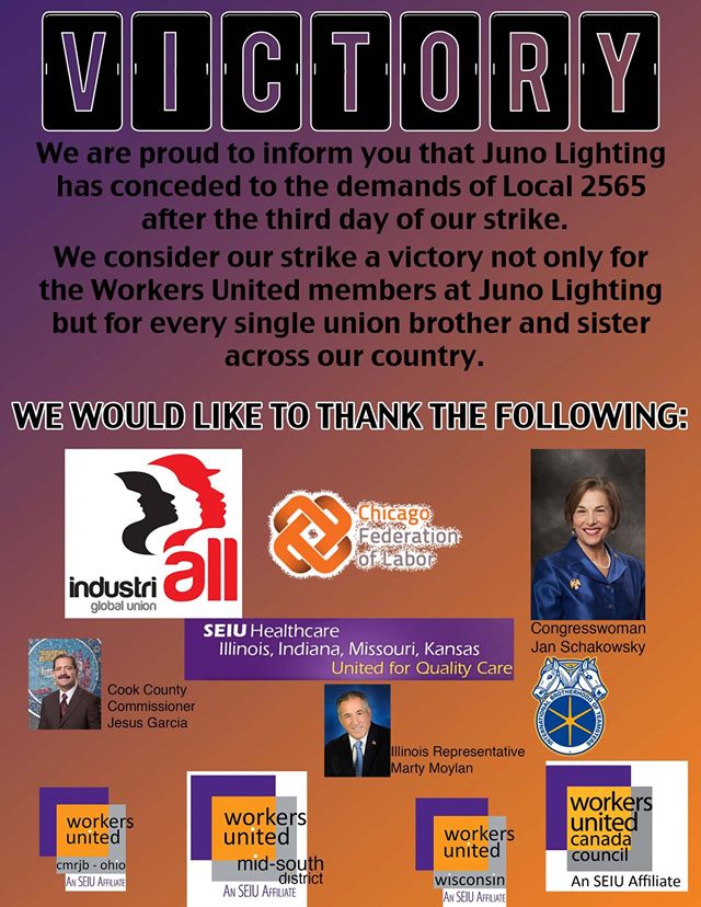 "VICTORY" Affiche exprimant la reconnaissance de Workers United