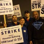 La section locale 13-227 de l'USW a installé ses piquets de grève à LyondellBasell, près de Houston, au Texas. Source : USW 