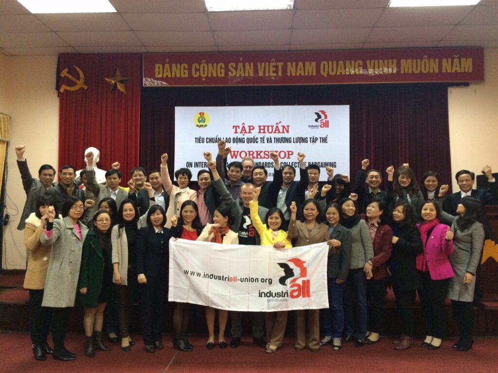 Participants at the IndustriALL workshop in Hanoi in March.