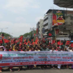 The National Garment Workers Federation rallied on the streets of Dhaka.