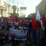 In Mexico City, IndustriALL general secretary Jyrki Raina and assistant general secretary Fernando Lopes rallied along side fellow trade unionists.  