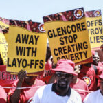 Des membres du NUM manifestent contre Glencore le 21 février