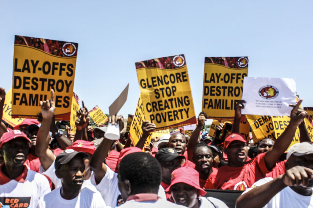 Members of NUM rally against Glencore on 21 February