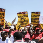 Des membres du NUM manifestent contre Glencore le 21 février