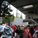 NXP workers demonstrate outside Dutch Embassy