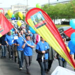 VDSZ members on the street in Budapest. VDSZ