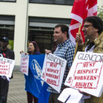 Протеста во время проведения общего годового собрания акционеров компании Glencore в Цуге. IndustriALL