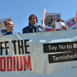 IndustriALL and Swiss local union UNIA “Off the Podium” planned action at the International Olympic Committee in Lausanne Switzerland. May 14 2012. IndustriALL