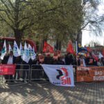 Union demonstration as shareholders entered the venue