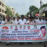 Concentración de INTUC en Khammam, estado de Telangana, India